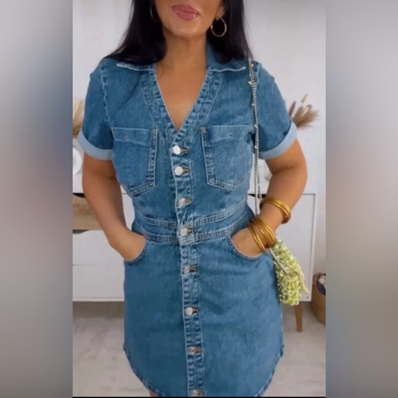 Zara COLLARED DENIM MINI DRESS - Picture 8 of 10